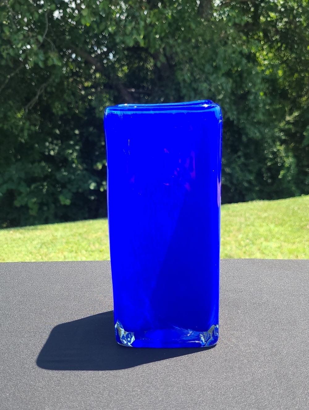 Cobalt Blue Glass Vase Rectangular - Elegant Home Accent